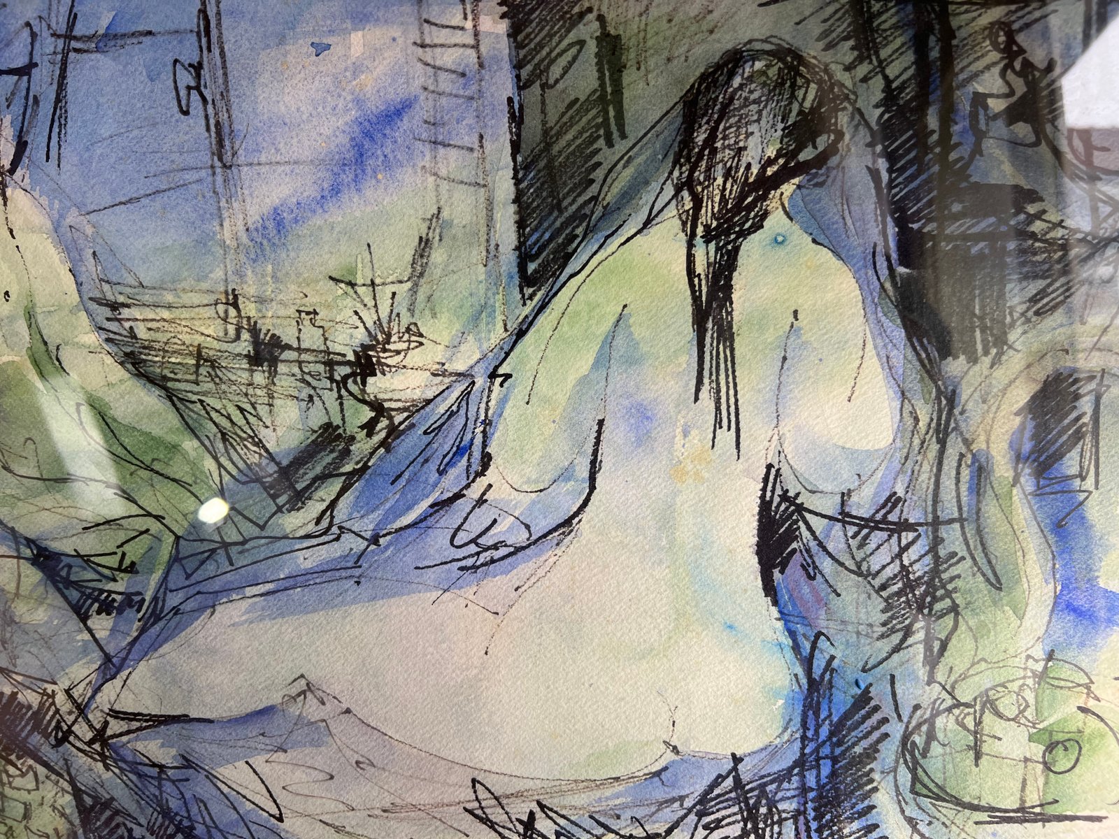 Philippe Ancellin Nude In The Workshop 1974 Watercolor Painting For Sale At Pamono