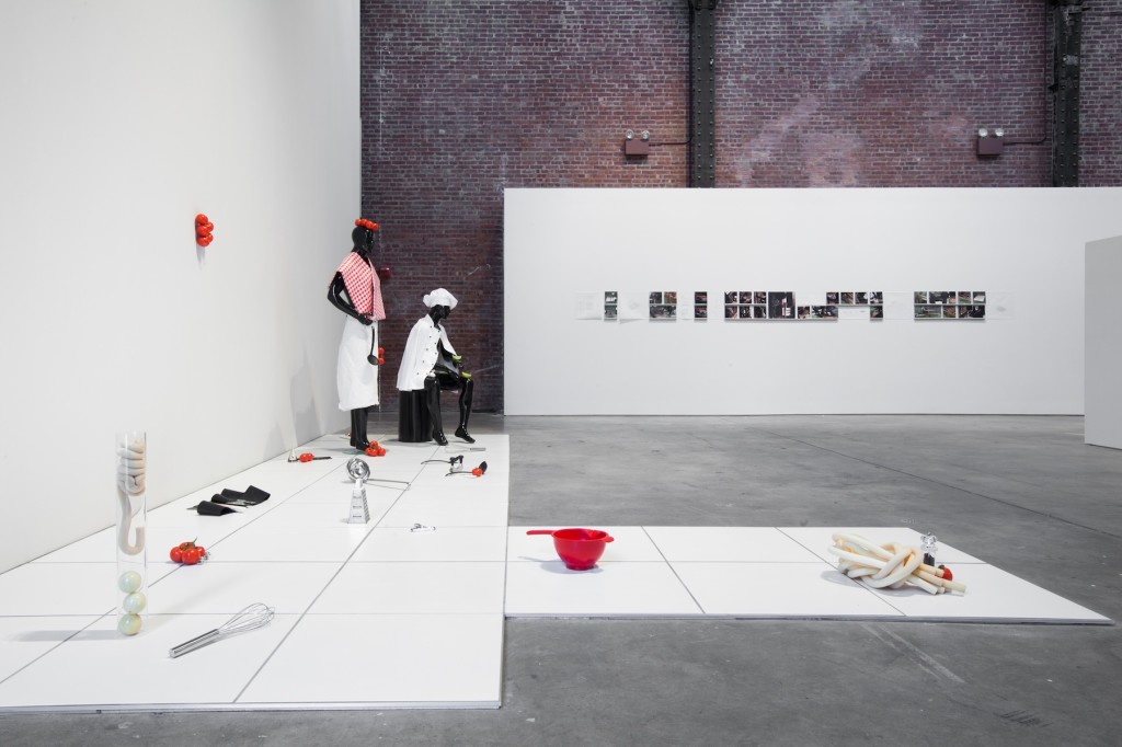 Installation View, Better Homes, SculptureCenter, 2013. (l-r) Anthea Hamilton, Jonathas de Andrade. Photo: Jason Mandella.