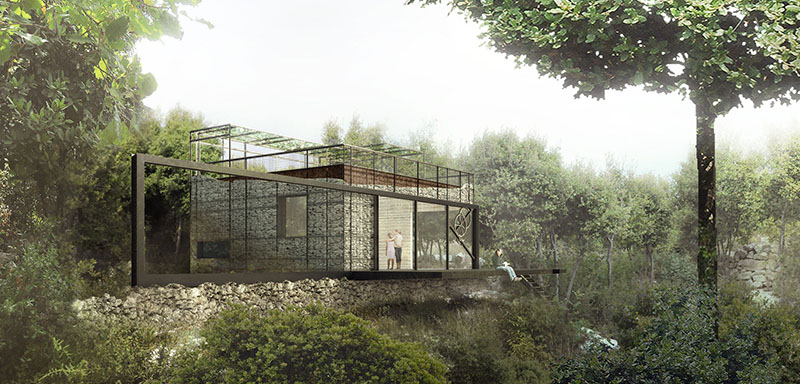 rendering of the main family home from the Garlic House project