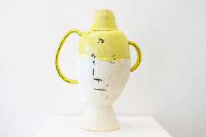 Raku Vase in White and Yellow by Mary-Lynn Massoud & Rasha Nawam. Courtesy of Art Factum Gallery