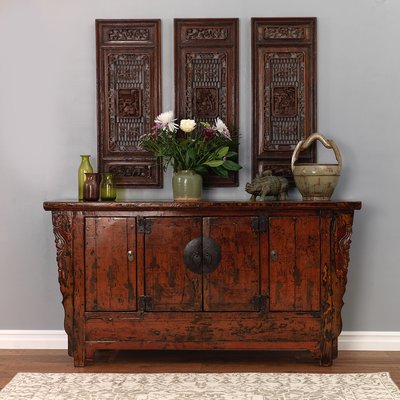 Red Painted Gansu Sideboard for sale at Pamono