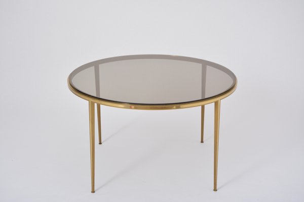 Round glass brass coffee table online
