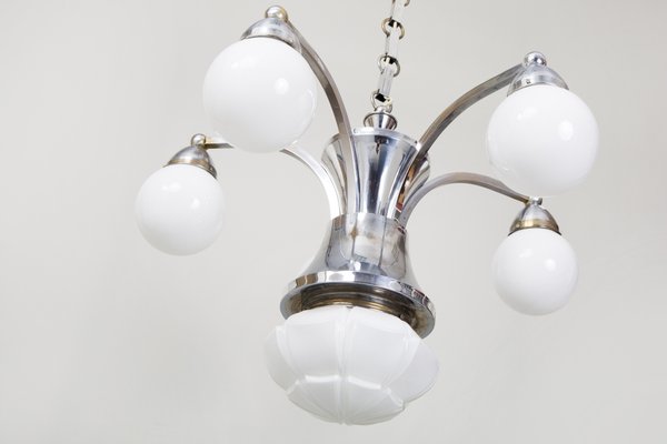 Chandelier In Brass Milk Glass 1920s Czechia For At Pamono Brass Milk Glass 1920s Czechia, Brass Milk Glass Chandelier