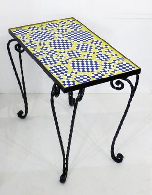 Small Table In Mosaic Wrought Iron, Small Wrought Iron Outdoor Coffee Table
