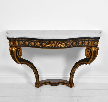 Antique Italian Console Table With Gilt, Antique Entry Table With Marble Top