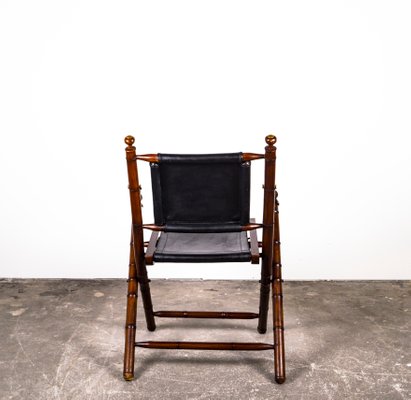 Folding Chair In Mahogany Faux Bamboo, Leather Directors Chair Uk