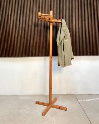 Sculptural Hooks Pine Wood Coat Rack, 1970s for sale at Pamono