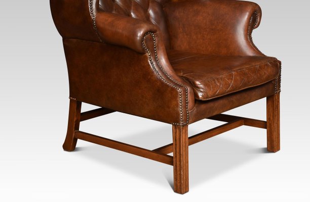 Leather Wingback Armchair For At, Leather Wing Back Chair