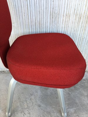 Conference Or Dining Chairs In Steel, Red Steel Dining Chairs With Woven Seat
