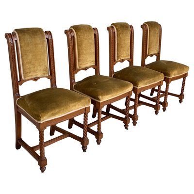 Carved Dining Room Chairs With Velvet, Velvet Dining Room Chairs Set Of 4