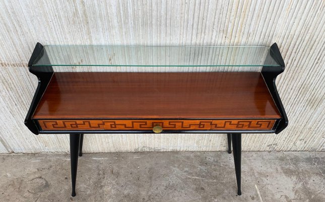 Mid Century Console Table With High, Tall Glass Console Table