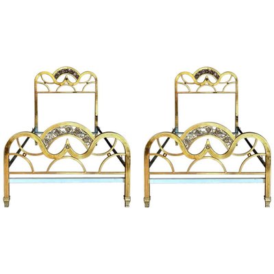 French Mid Century Gold Brass And, Twin Bed Headboards