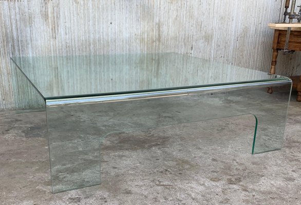 Mid Century Modern Square Curved Glass, Curved Glass Coffee Tables Melbourne