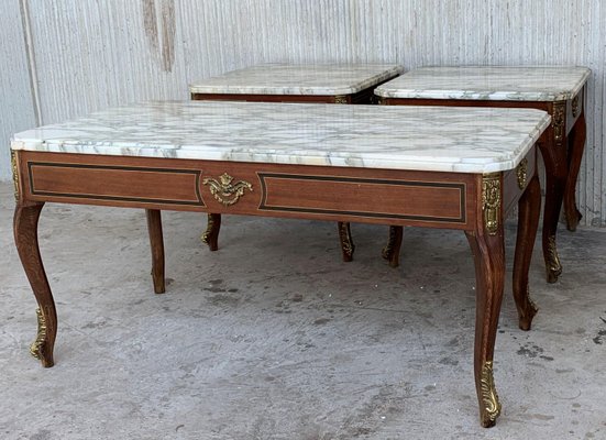Louis Xv Style Mahogany And Marble Top Coffee Table Set Of 2 For At Pamono Louis Xv Style Mahogany And Marble Top, Marble Top Coffee And End Table Set