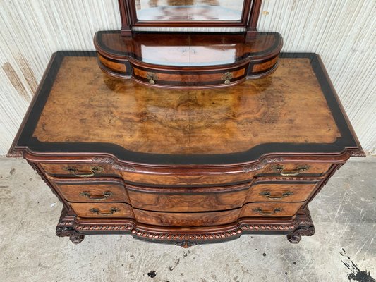 Venetian Baroque Dresser With Mirror In Burl Walnut Ebonized Details 1900s For At Pamono - Does Havertys Take Away Old Furniture In India
