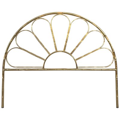 Mid Century Modern Italian Faux Bamboo Gilt Metal Queen Headboard