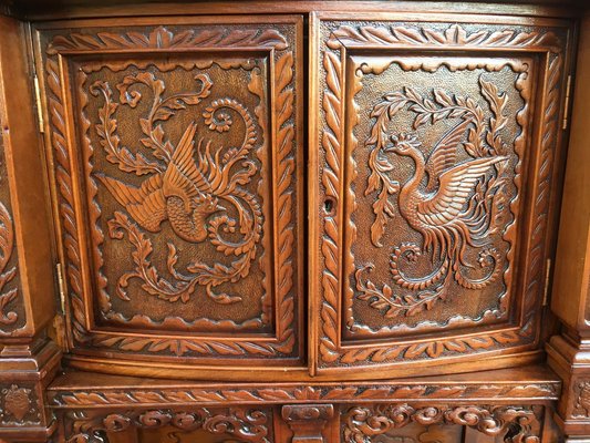 Antique Anese Hand Carved Elmwood