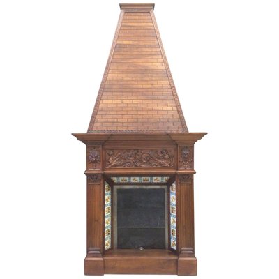 19th Century Fireplace Chimney in Walnut for sale at Pamono