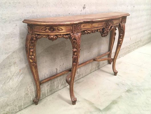 Carved And Gilded Walnut Pier Mirror, Fancy Console Table With Mirror Set