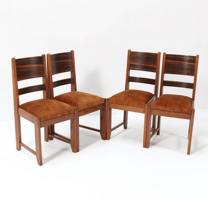 Art Deco Haagse School Oak Dining Room, Oak Dining Room Chairs Set Of 4