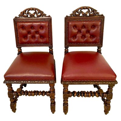 Antique Victorian Carved Oak Side, Antique Oak Chairs With Carvings