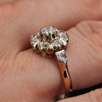 Gänseblümchen Ring aus 18 Karat Gelbgold mit Diamanten, 19. Jh bei Pamono  kaufen