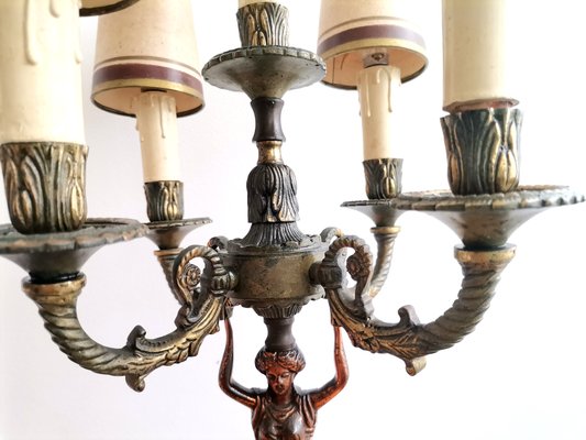 Antique Art Nouveau Bronze 5 Arm, How To Rewire A Candelabra Lamp