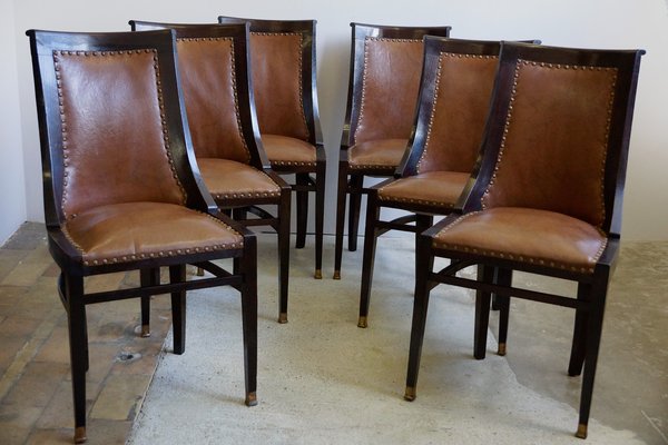 English Gondola Chairs Or Dining, Distressed Leather Dining Chairs
