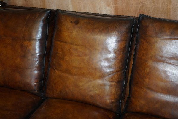 Antique Hand Dyed Brown Leather 4 Seater Drop Arm Sofa From Knoll For At Pamono - Does Havertys Take Away Old Furniture In India
