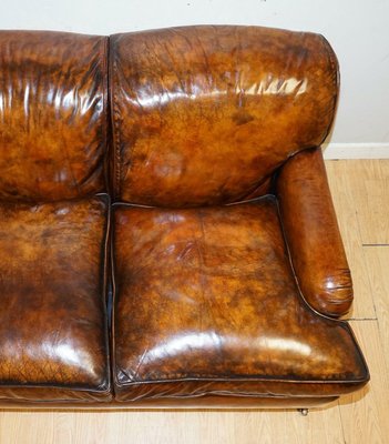 Fully Red Hand Dyed Leather Sofa With Feather Filling In The Style Of Howard Sons For At Pamono Fully Red Hand Dyed Leather Sofa, Used Leather Sofa