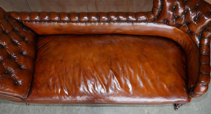 Antique Victorian Whisky Brown Leather Chesterfield Sofa
