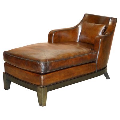 Brown leather 2024 chaise lounge chair