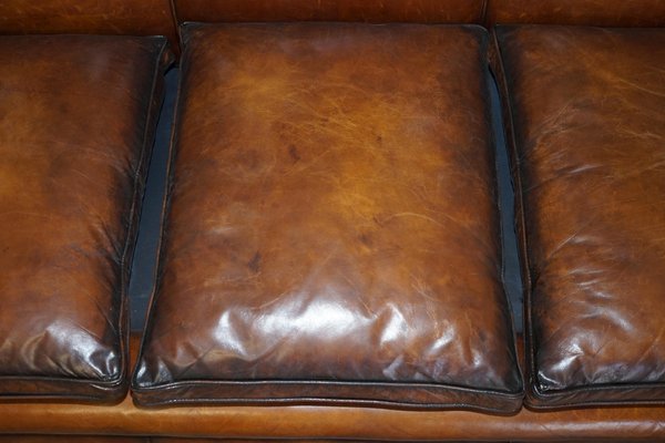 Antique Victorian Hand Dyed Brown, Leather Couch Dye Brown