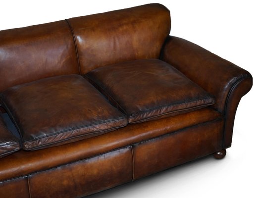 Antique Victorian Hand Dyed Brown, Antique Style Leather Sofa