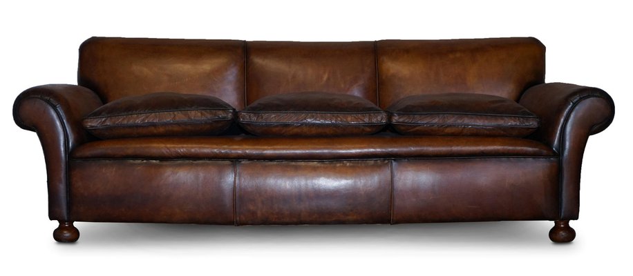 Antique Victorian Hand Dyed Brown Leather Sofa For At Pamono