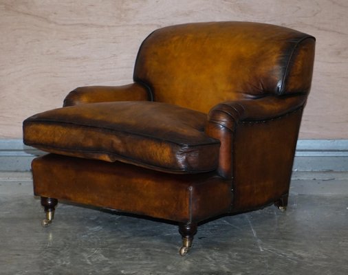 Vintage Cigar Brown Leather Club Chairs, Used Leather Club Chairs