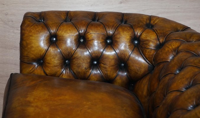 Cigar Brown Leather Chesterfield Sofa, Tufted Leather Chesterfield Sofa