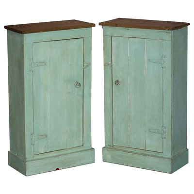 Tall Hand Painted Pine Cupboards Set, Tall Pine Cupboard With Shelves