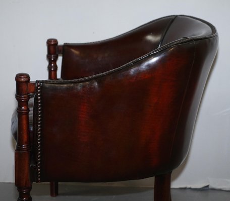 Vintage Hand Dyed Studded Brown Leather Club Chair for sale at Pamono