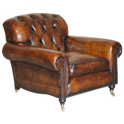 Tufted Cigar Brown Leather Chesterfield, Cigar Chair Leather
