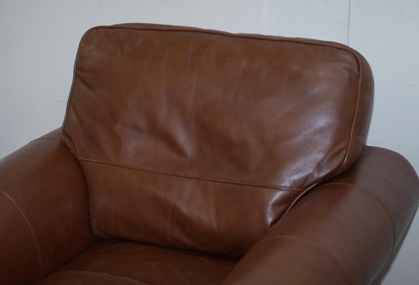 Brown Leather Armchair For At Pamono, Oversized Brown Leather Chair