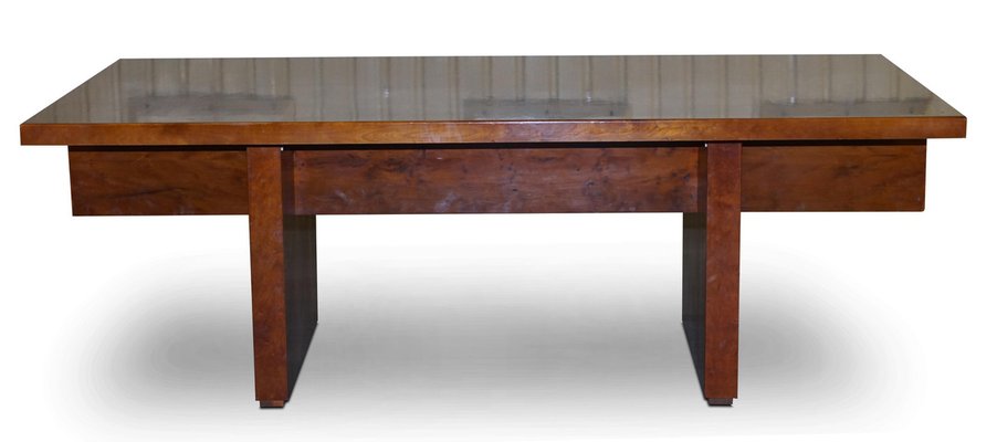 Very Large Burr Yew Wood Office Desk with Timber Patina for sale