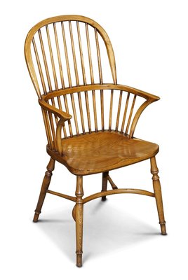 Handmade Burr Yew Elm Dining Table Windsor Chairs by Stewart Linford England Set of 9 for sale at Pamono