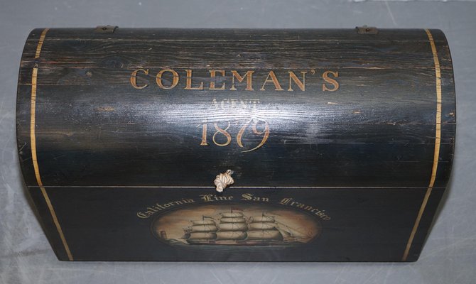 Vintage Hand-Painted California Line San Francisco Steamer Trunk