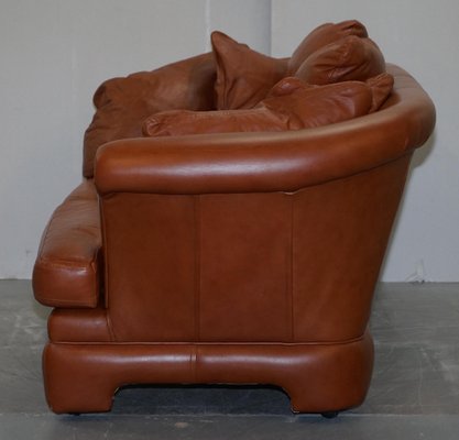 Small Aged Tan Brown Leather Sofa, Leather Look Sofa Set