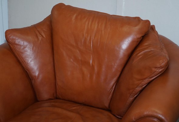 Small Aged Tan Brown Leather Sofa, Does Real Leather Discolor