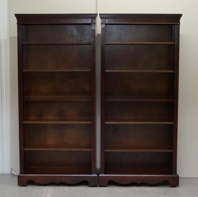 Vintage Hardwood Framed Library, Wood Bookcases With Adjustable Shelves