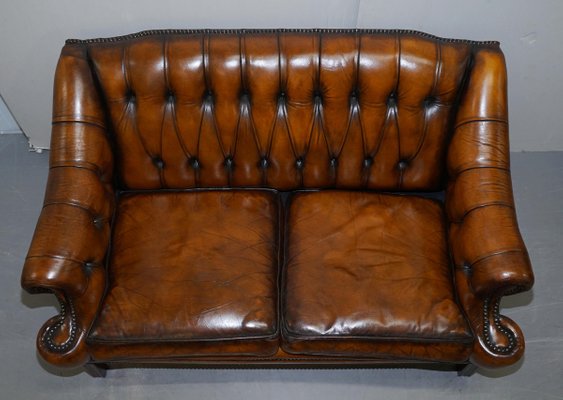 Lutyens Viceroy Style Chesterfield, Antique Look Leather Sofa