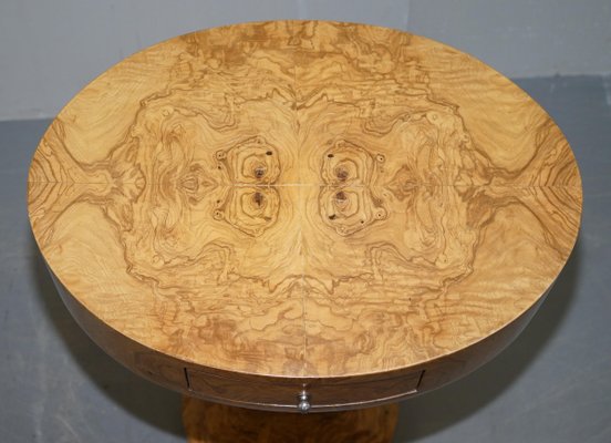 Walnut Veneer SURFACE ART DECO TABLE LAMPENTISCH MÖBEL runder Beistelltisch