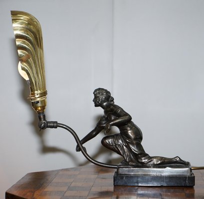 Art Deco Marble Bronze Statue Table Lamp For At Pamono Art Deco Marble Bronze Statue Table, Antique Bronze Statue Table Lamps